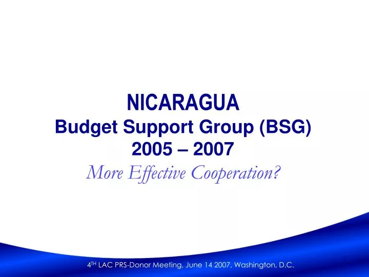 nicaragua budget support group bsg 2005 2007 more effective cooperation