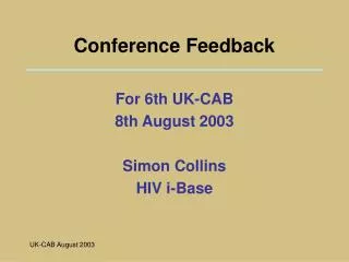 Conference Feedback