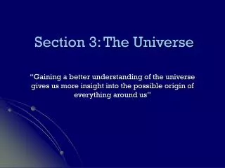 Section 3: The Universe
