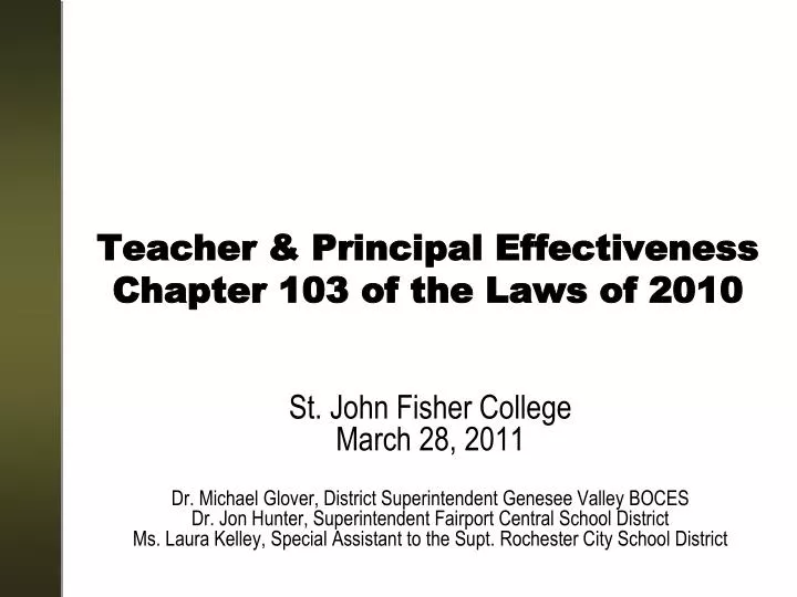 teacher principal effectiveness chapter 103 of the laws of 2010