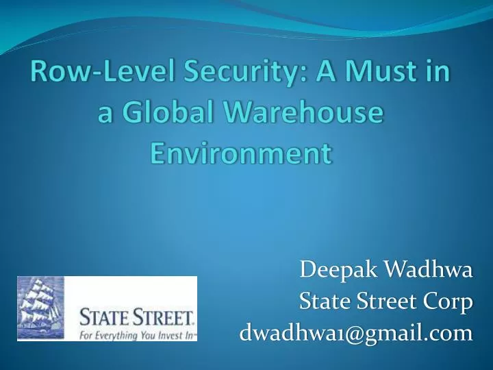 row level security a must in a global warehouse environment
