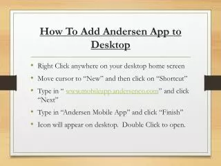 How To Add Andersen App to Desktop