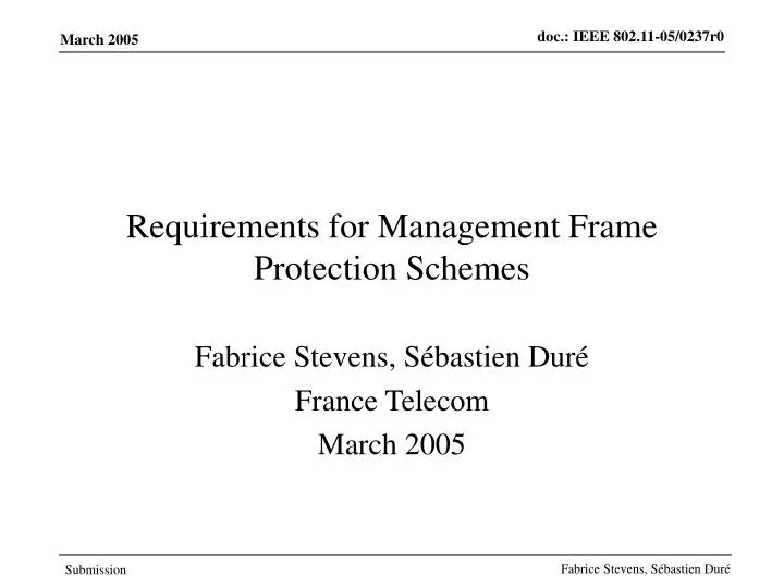 requirements for management frame protection schemes