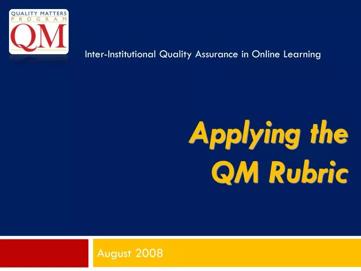 applying the qm rubric