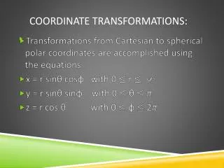 Coordinate TransformationS :