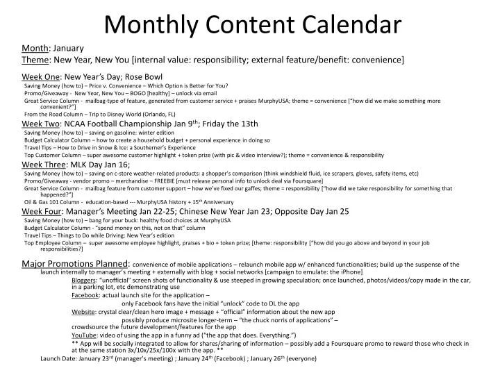 monthly content calendar
