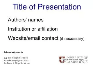 Title of Presentation