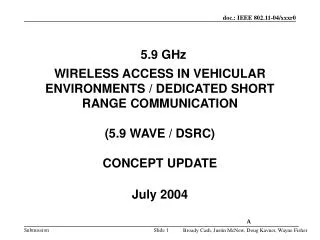 5.9 WAVE / DSRC CONCEPT