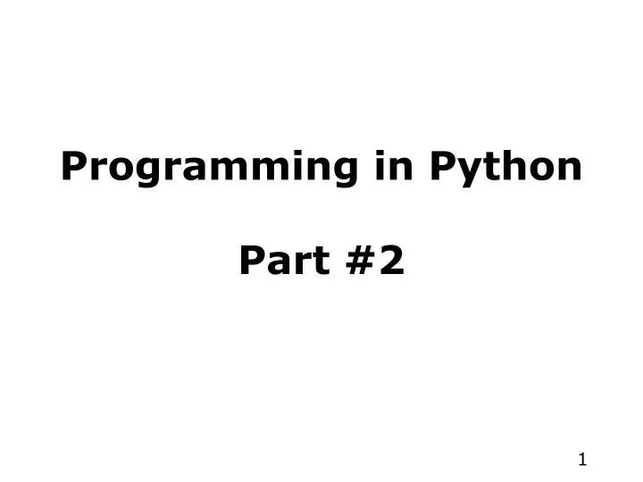 programming in python part 2