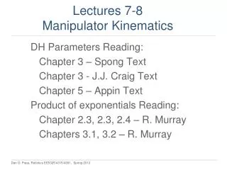 Lectures 7-8 Manipulator Kinematics