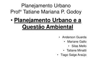 planejamento urbano prof tatiane mariana p godoy