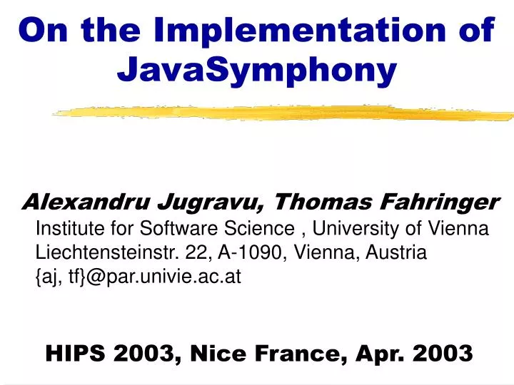on the implementation of javasymphony