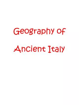 Geography of Ancient Italy