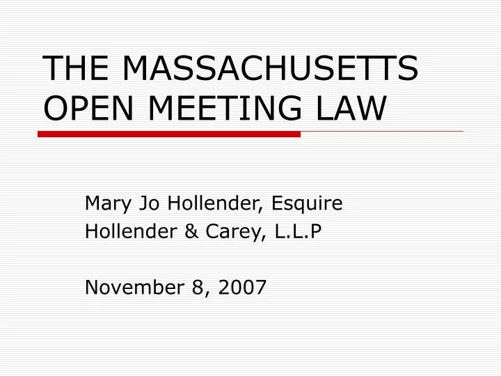 the massachusetts open meeting law