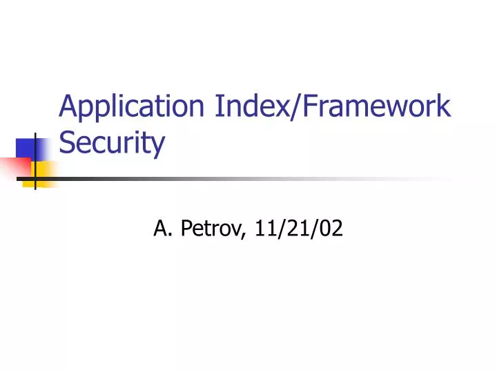 application index framework security