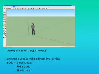 Starting screen for Google Sketchup Sketchup is used to make 3 dimensional objects