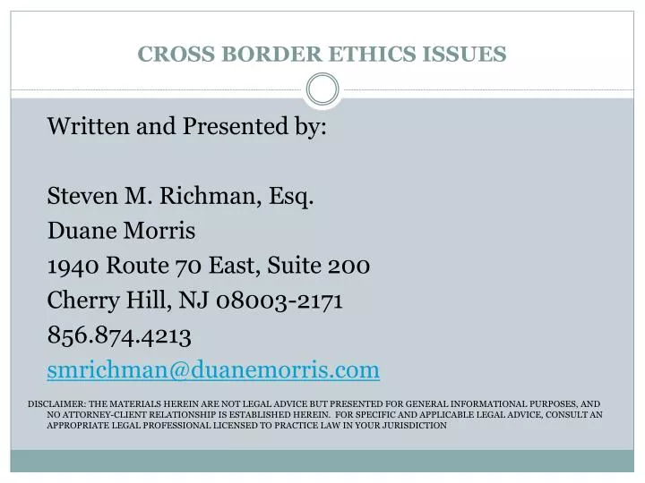 cross border ethics issues