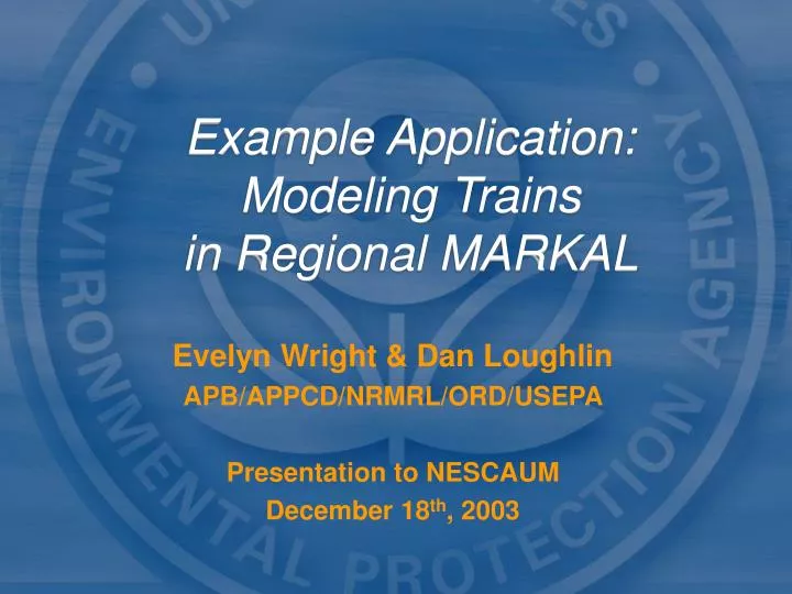 example application modeling trains in regional markal
