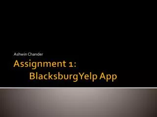 Assignment 1: BlacksburgYelp App