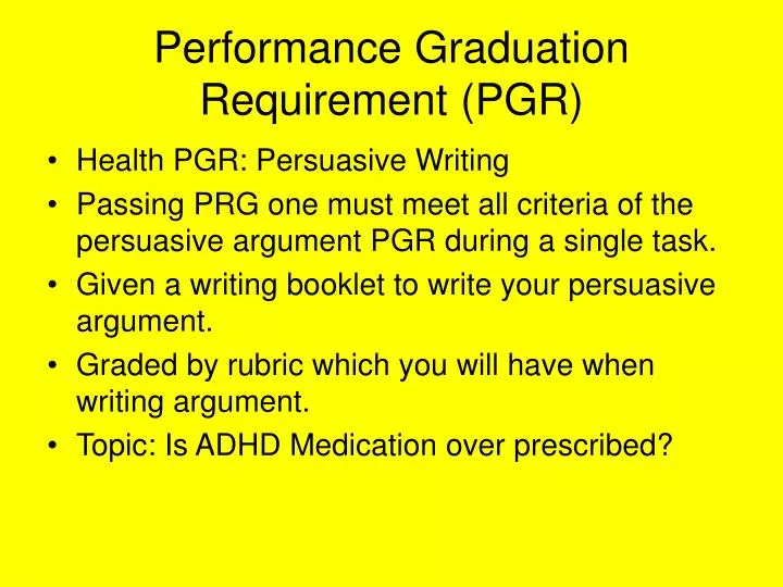 performance graduation requirement pgr