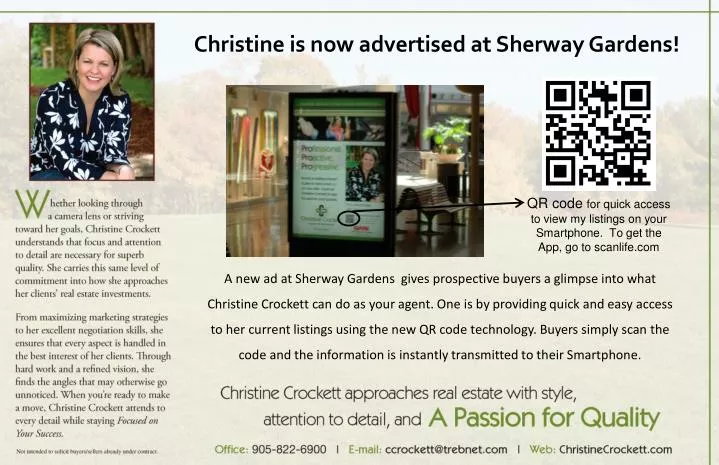 christine is now advertised at sherway gardens