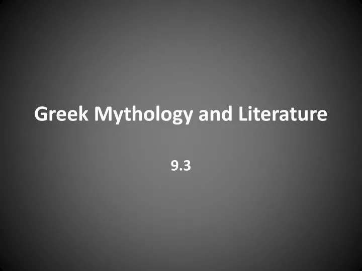 greek mythology and literature