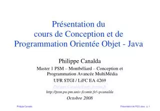 pr sentation du cours de conception et de programmation orient e objet java