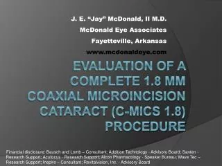 j e jay mcdonald ii m d mcdonald eye associates fayetteville arkansas www mcdonaldeye com