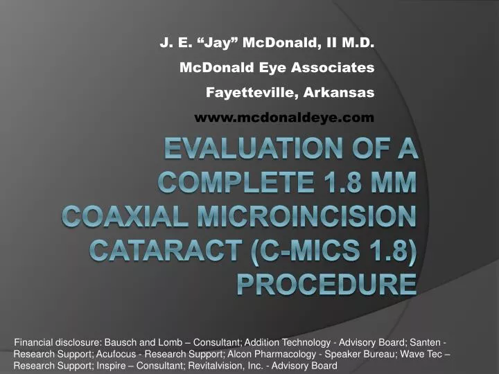 j e jay mcdonald ii m d mcdonald eye associates fayetteville arkansas www mcdonaldeye com