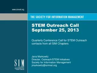 STEM Outreach Call September 25, 2013