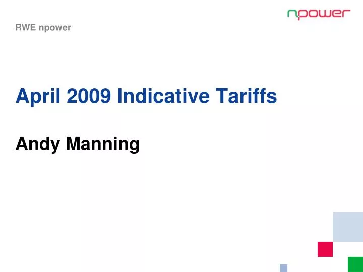 april 2009 indicative tariffs