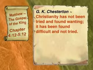 Matthew -- The Gospel of the King