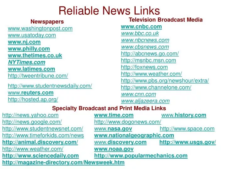 reliable news links