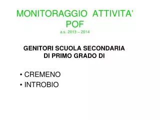 monitoraggio attivita pof a s 2013 2014