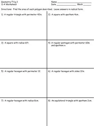 Geometry/Trig 2			Name __________________________