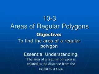 10-3 Areas of Regular Polygons