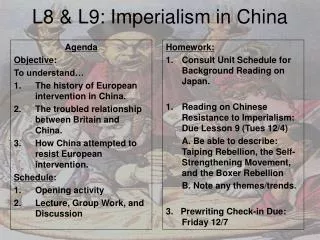 L8 &amp; L9: Imperialism in China