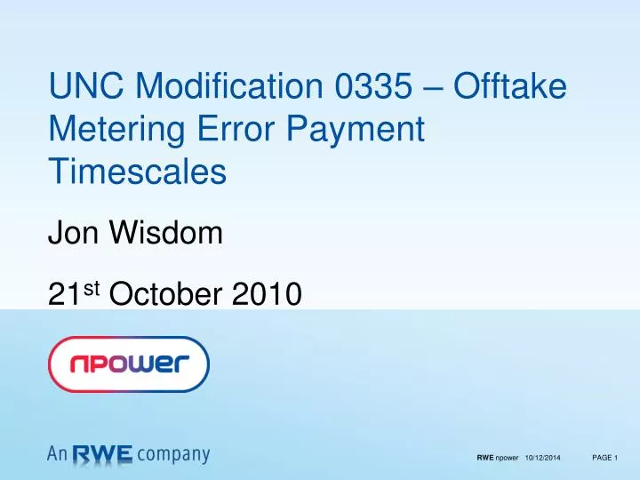 unc modification 0335 offtake metering error payment timescales