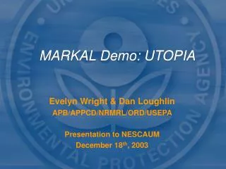 MARKAL Demo: UTOPIA