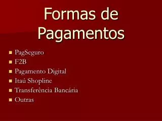 formas de pagamentos