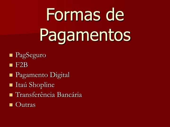 formas de pagamentos