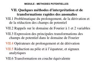 vii quelques m thodes d interpr tation et de transformations rapides des anomalies