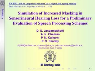 ICA 2010 : 20th Int. Congress on Acoustics, 23-27 August 2010, Sydney, Australia