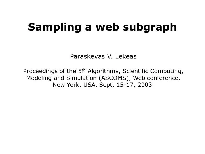 sampling a web subgraph
