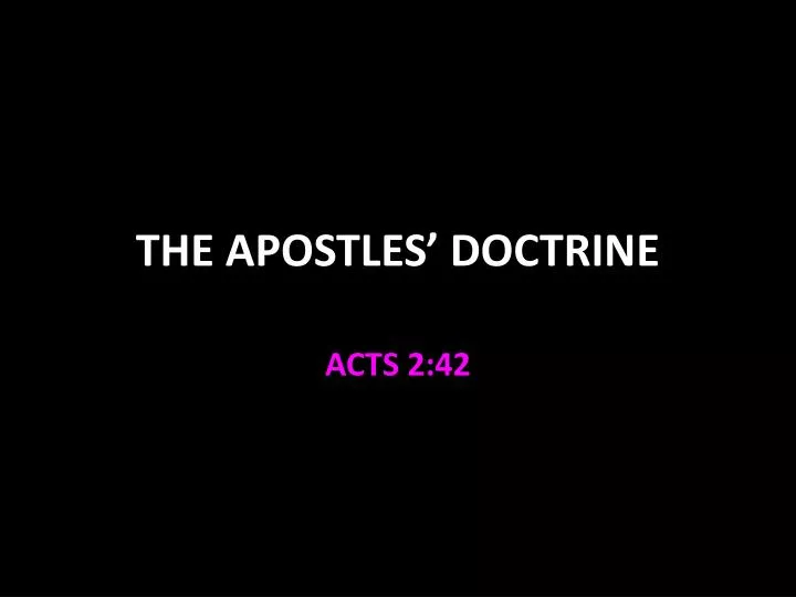 the apostles doctrine