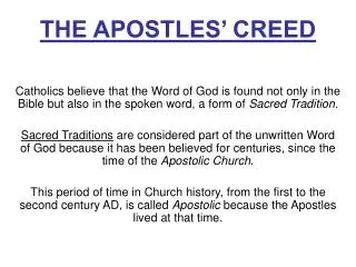 THE APOSTLES’ CREED