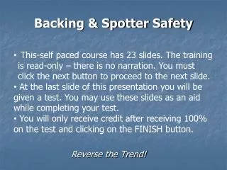 Backing &amp; Spotter Safety