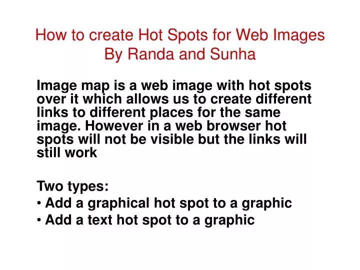 how to create hot spots for web images by randa and sunha