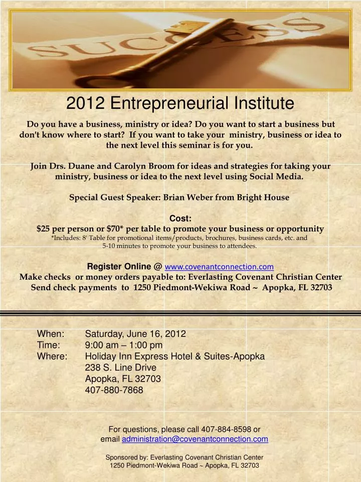 2012 entrepreneurial institute