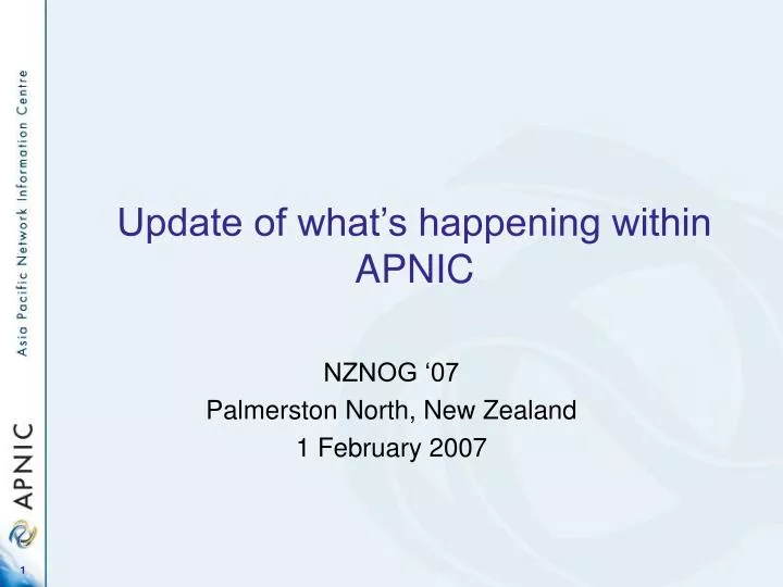 update of what s happening within apnic